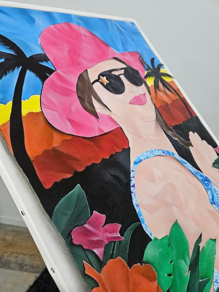 Sunset Paradise (trompe-l'oeil) by Jessica Renault by Jessica Renault jrbrush - Signature Fine Art