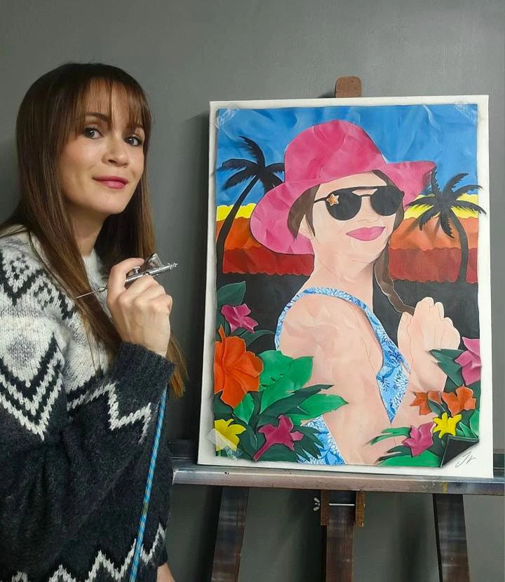 Sunset Paradise (trompe-l'oeil) by Jessica Renault by Jessica Renault jrbrush - Signature Fine Art